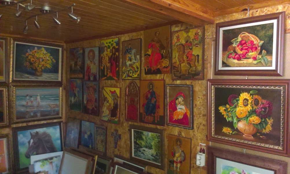 Painted paintings in an artist's studio