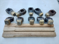 Bushhammers with 9, 12, 16, 20 and 25 teeth. Wooden handles