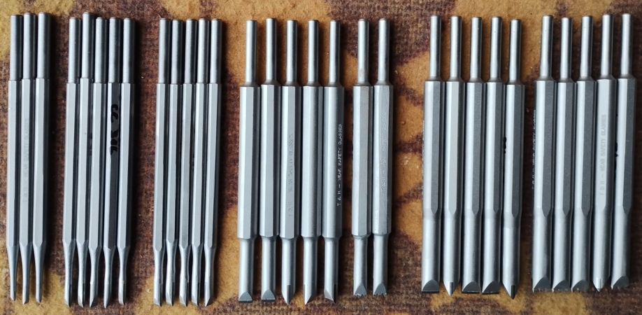 Carbide chisels for BANTAM pneumatic pen - all sizes