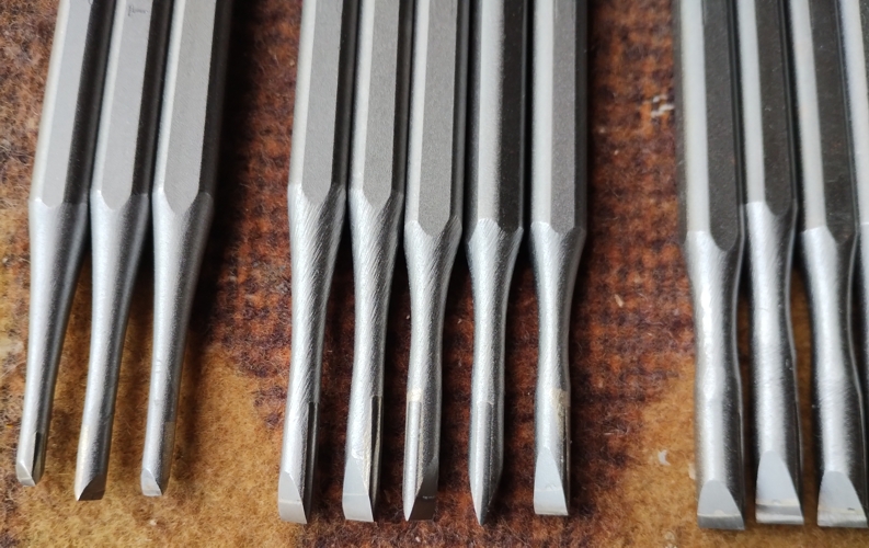 Carbide chisels for BANTAM pneumatic pen, Width 3, 5, 6 mm, with STRAIGHT tip