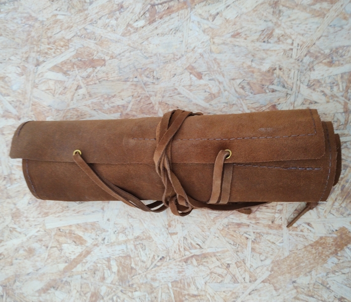 Leather tool wrap folded - real photo