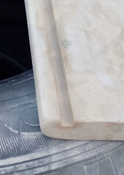 A 2 cm thick limestone window sill drainage channel made with this disc