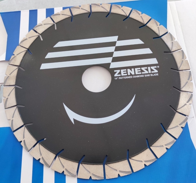 Дискове за рязане на гранит и гнайс ZENESIS с подредени диаманти, за стационарна машина. Диаметър 380 мм, височина на сегмента 25 мм, дебелина 3.4 мм, централен отвор 60 мм