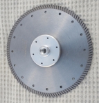 Турбо диск за сухо рязане на гранит, камък, с фланец, диаметър 230 мм, обратна страна