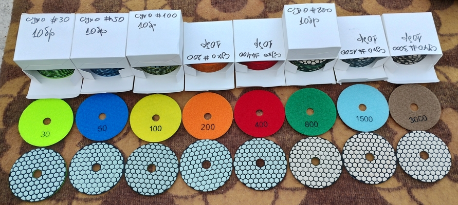 Шкурки за сухо шлайфане и полиране на гранит, гранитогрес и стъкло, диаметър 100 мм