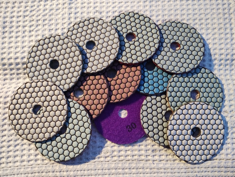 Шкурки за сухо шлайфане и полиране на гранит, диаметър 100 мм, комплект от 30 до 3000, 13 броя