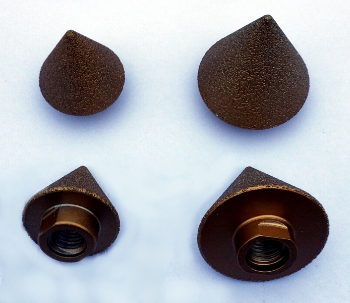 Конуси за сухо шлайфане на мрамор и камък, на които цялото лице е покрито с диамантен абразивен слой - Фул фейс, изработени по брейзед технология, диаметър 38 и 50 мм