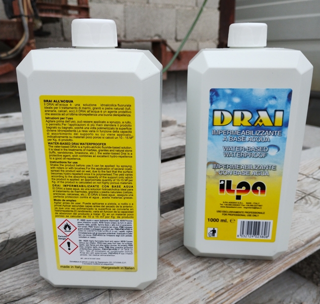 Пластмасови кутии с импрегнант за камък DRAI Aqua на водна основа, сух ефект