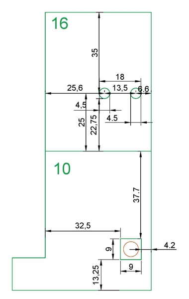 Чертеж на разположение на отворите